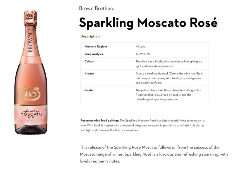(MAF Sale) Brown Brothers Sparkling Moscato Rosa ABV 6.5% 75cl