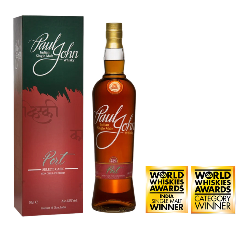 (Halloween Sale - 10% discount at check out) Paul John Port Select Cask Indian Single Malt Whisky ABV 48% 700ml with Gift Box