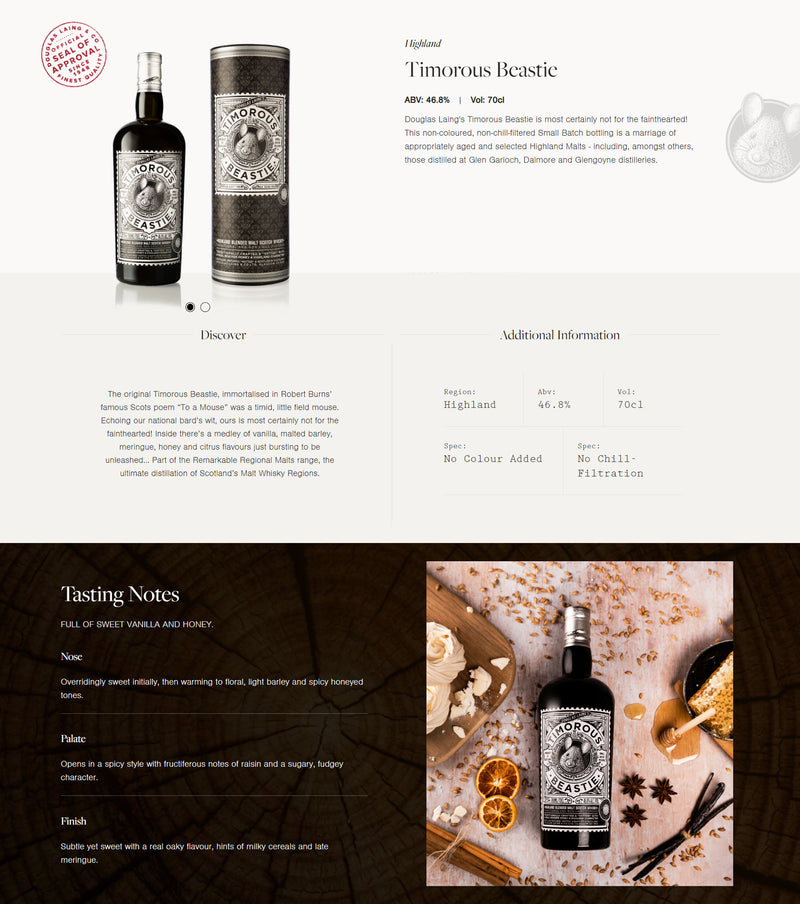 (Flash Sale - 60% off at check out) Douglas Laing's Timorous Beastie Highland Blended Malt Scotch Whisky ABV 46.8% 70cl With Gift Box