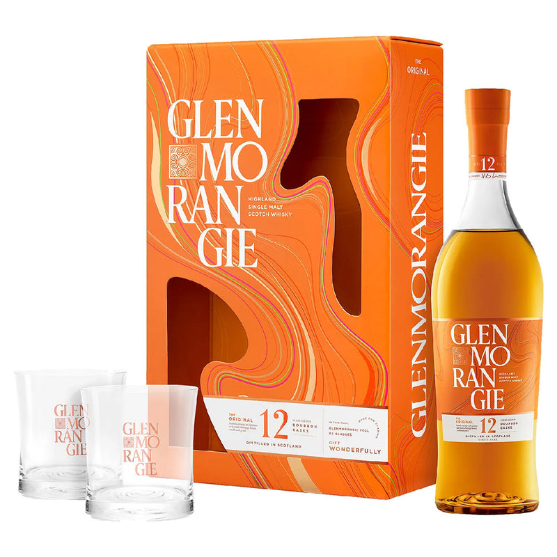 Glenmorangie 12 Year Old The Original with 2 Glasses Highland Single Malt Scotch Whisky ABV 40% 700ml (Gift Set)