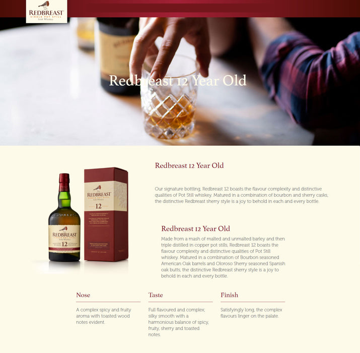 Redbreast 12 Year Old ABV 40% 70cl with Gift Box
