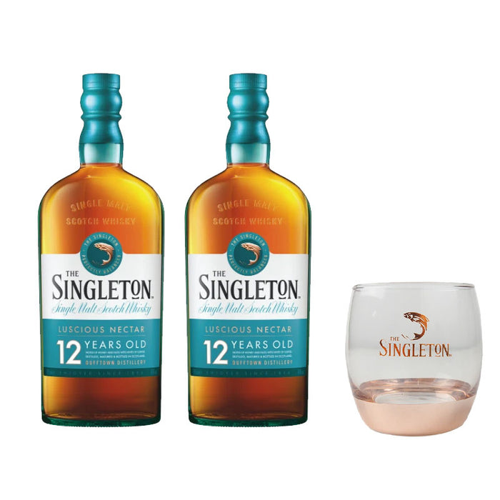 Bundle of 2 Bottles Singleton of Dufftown 12 Years Old ABV 40% 70cl Free Singleton Glass