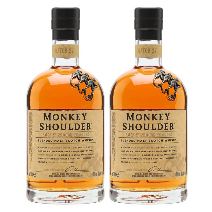 Monkey Shoulder Blended Malt Scotch Whisky ABV 40% 700ml x 2 Bottles (Both new and old designs are available; you may receive either design.)