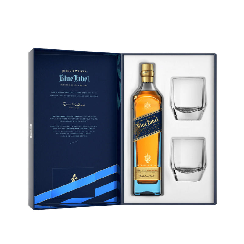 (EOY Sale) (Gift Set) Johnnie Walker Blue Label with 2 Crystal Glass (worth $80) - 2022 Limited Edition 700ml (Official Agent Stock)