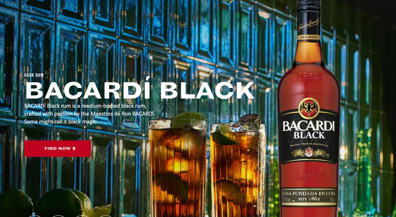 (1 Litre) Bacardi Black Rum ABV 40% 1000ml
