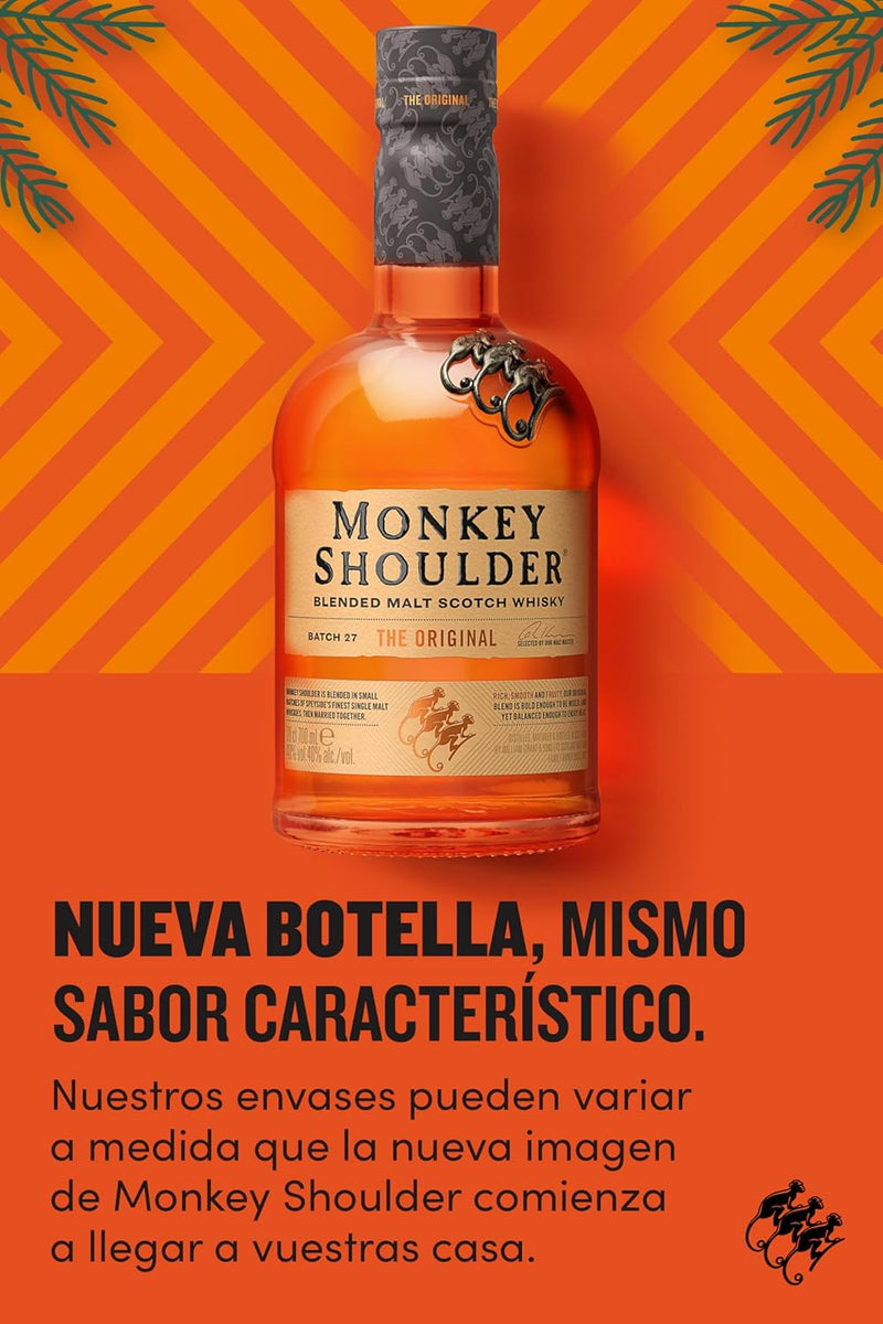 Monkey Shoulder Blended Malt Scotch Whisky ABV 40% 70cl (Both new and old designs are available; you may receive either design.)