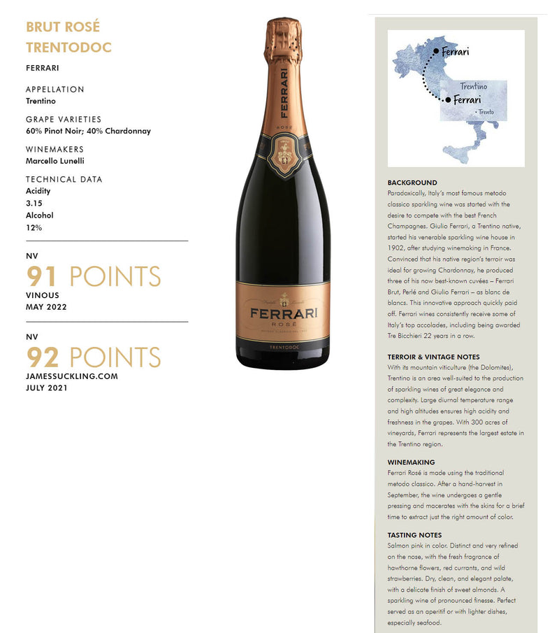 Ferrari Rose Brut ABV 12.5% 750ml x 3 Bottles
