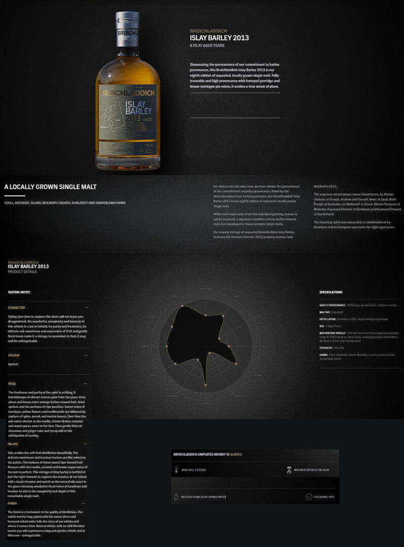 Bruichladdich Islay Barley 2013 Unpeated ABV 50% 700ml