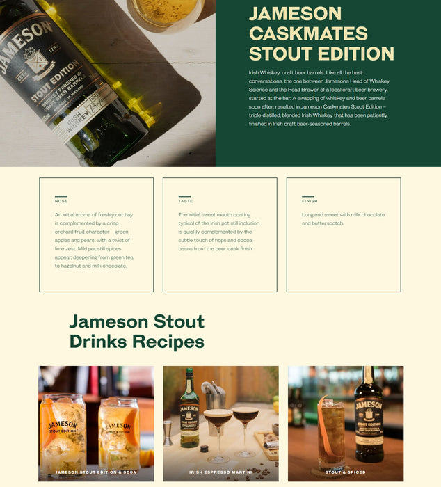 Jameson Caskmates Stout Limited Edition Triple Distiller Irish Whisky ABV 40% 700ml