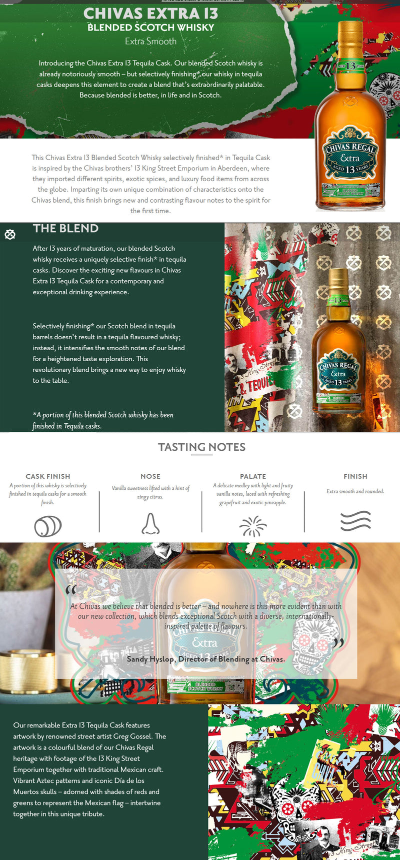 Chivas Regal Extra 13 Tequila Cask 13 Year Old Blended Scotch Whisky ABV 40% 700ml