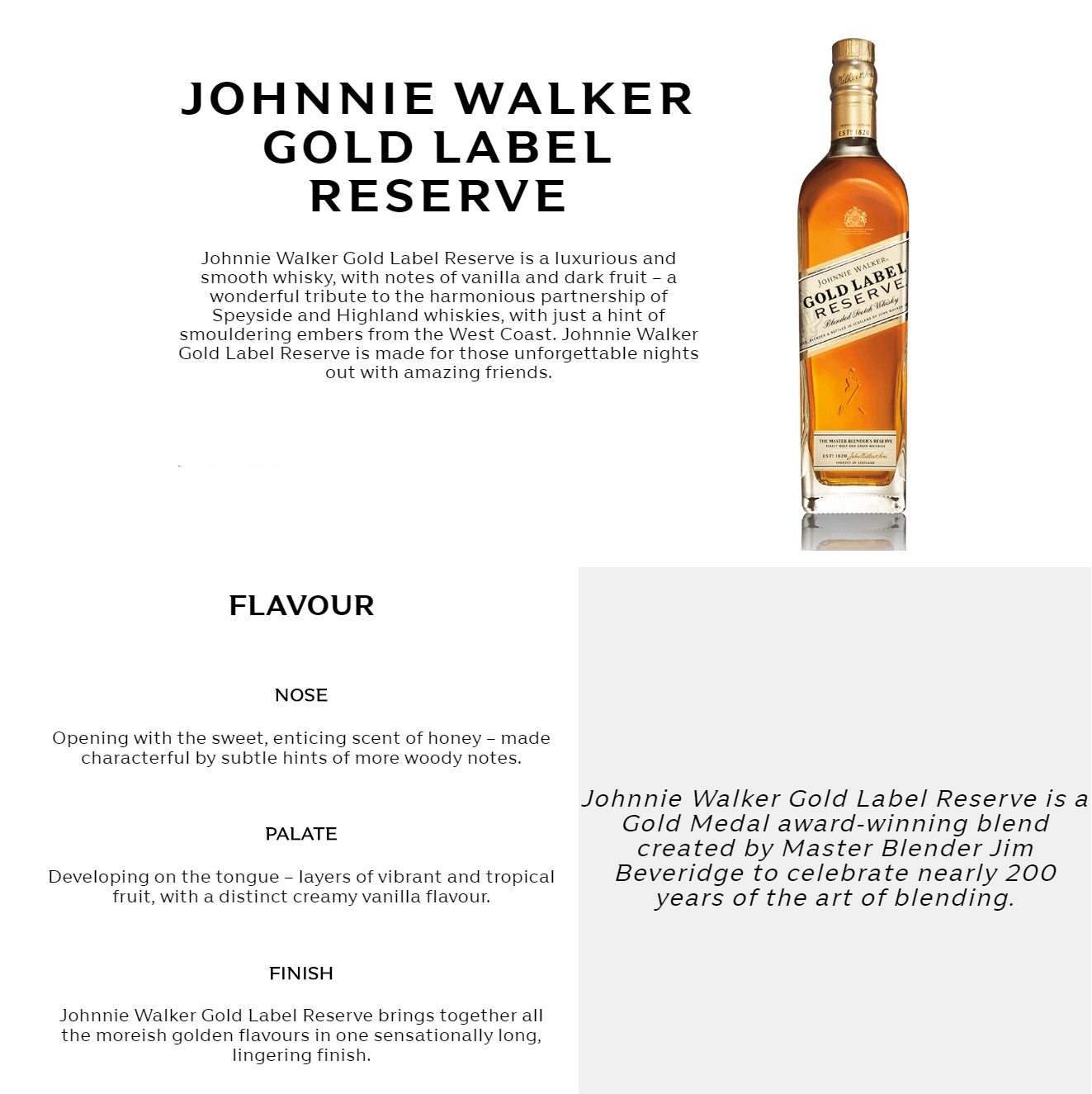 Johnnie Walker Gold Label Reserve ABV 40% 1000ml (1L) — The Liquor