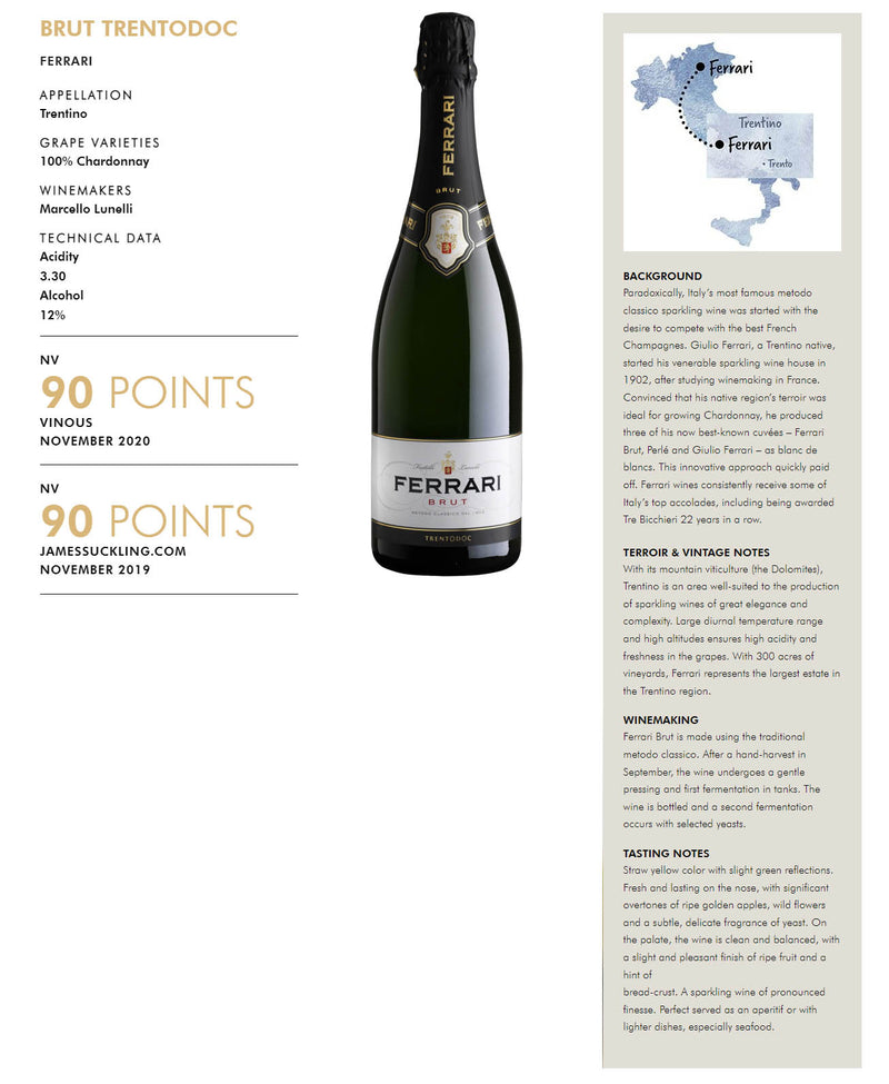 Ferrari Brut ABV 12.5% 750ml x 3 Bottles