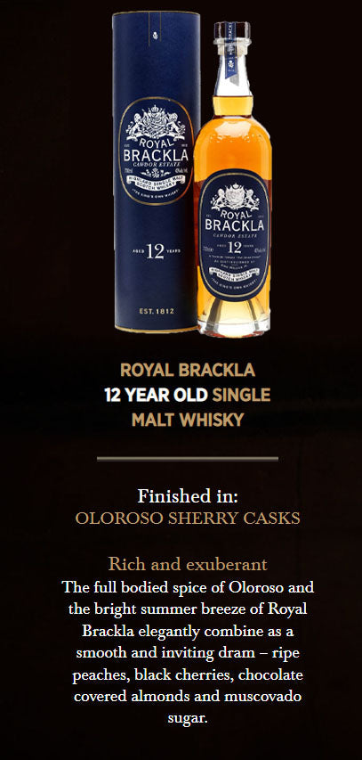 Royal Brackla 12 Year Old Oloroso Sherry Cask Finish Highland Single Malt Scotch Whisky ABV 40% 100cl (1L)