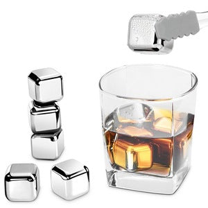 Whisky Stainless Steel Ice Cubes Set (Silver 8pcs)