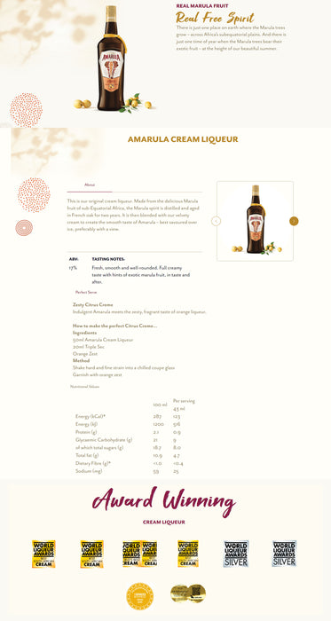 Amarula Cream Liqueur ABV 17% 75cl