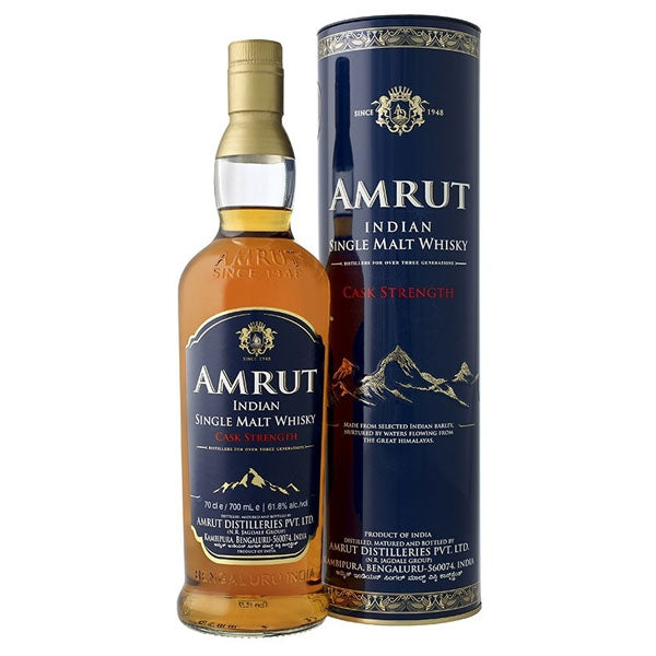 (EOY Sale - 10% off at Check Out) Amrut Cask Strength Indian Single Malt Whisky ABV 61.8% 70cl With Gift Box