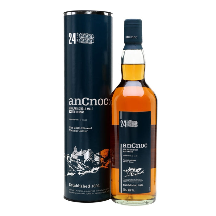 AnCnoc 24 Year Old Highland Single Malt Scotch Whisky 70cl With Gift Box