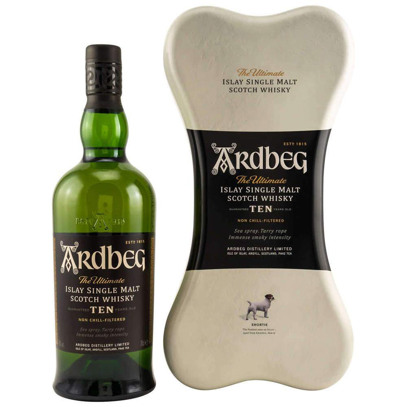 Ardbeg 10 Year Old Islay Single Malt Scotch Whisky ABV 46% 70cl With Dog Bone Gift Box