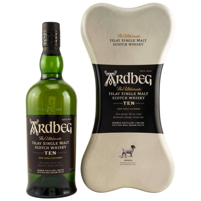 Ardbeg 10 Year Old Scotch Whisky ABV 46% 70cl With Dog Bone Gift Box