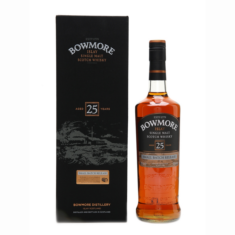 (EOY Sale) Bowmore 25 Years old Small Batch Release Scotch Whisky ABV 43% 70cl With Gift Box (Old Release, Bottled in 2014)