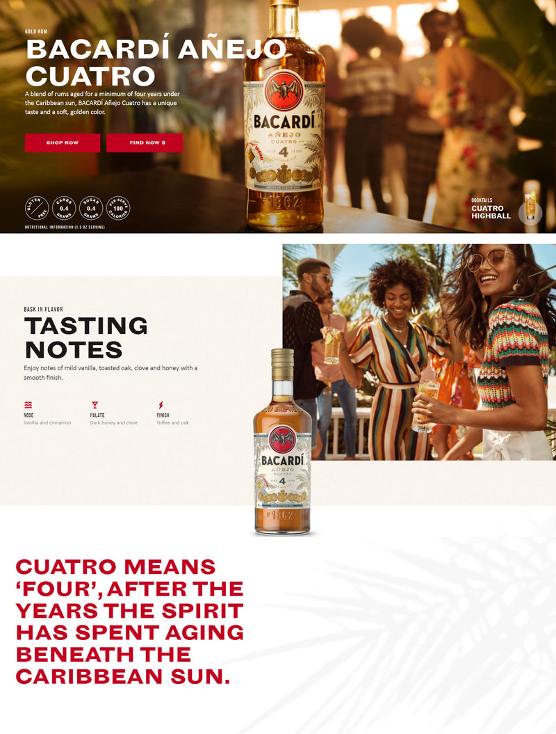 (Clearance) Bacardi Anejo Cuatro 4 Year Rum ABV 40% 1000ml (1L)