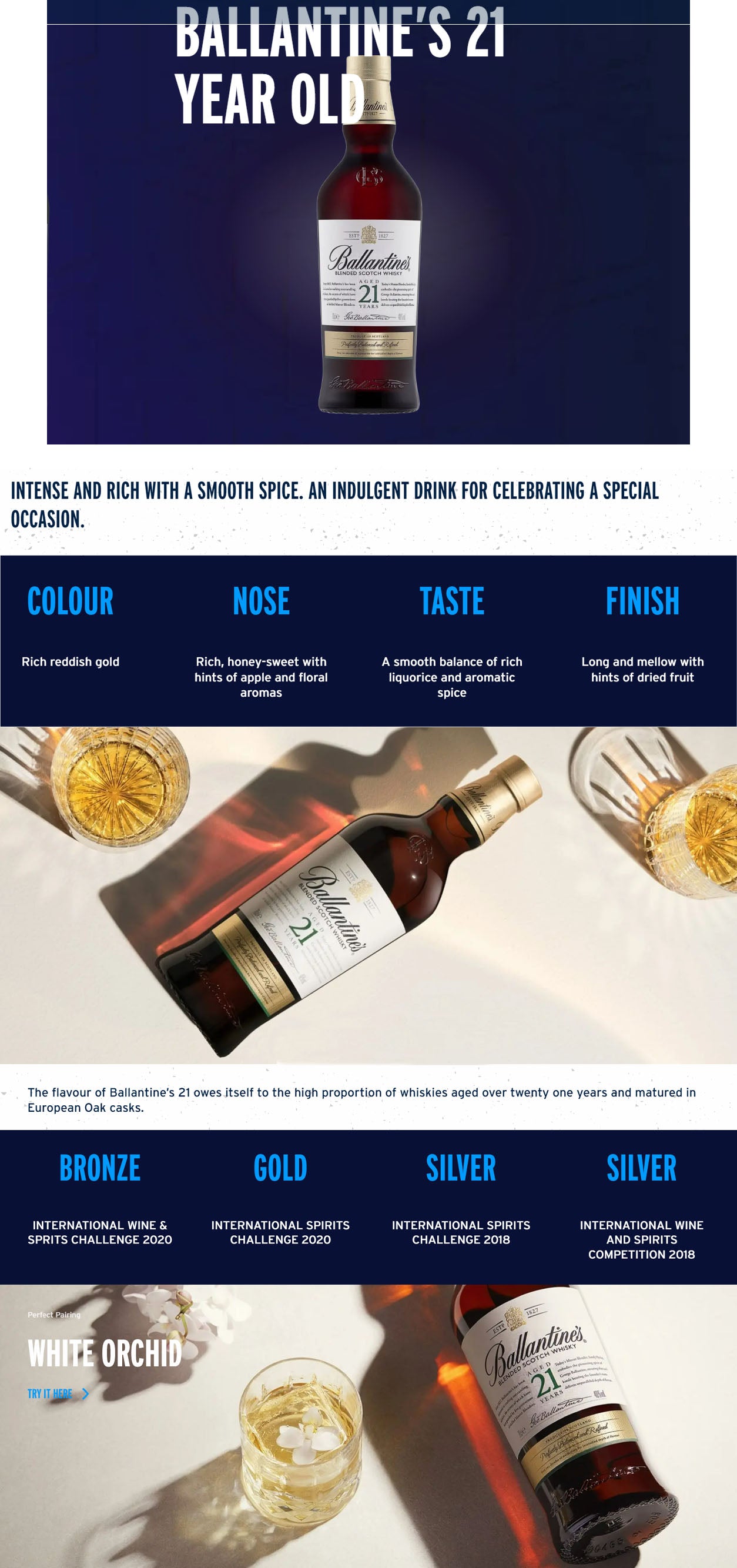 Ballantine's 21 Year Old Blended Scotch Whisky ABV 40% 70cl With