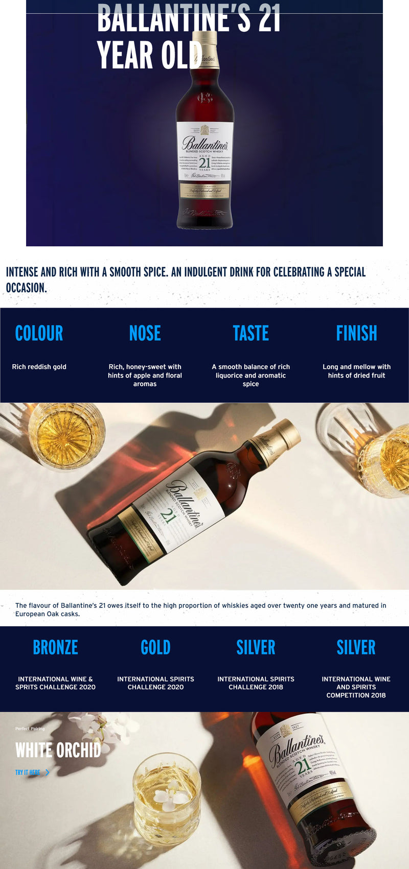 Ballantine's 21 Year Old Blended Scotch Whisky ABV 40% 70cl With Gift Box