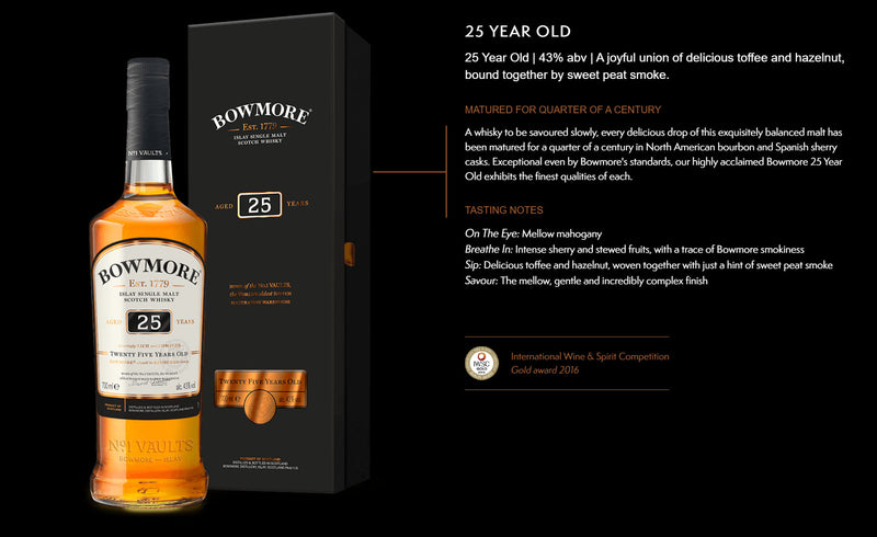 Bowmore 25 Years Single Malt Whisky ABV 43% 700ml (Old Release, Bottled in 2002)