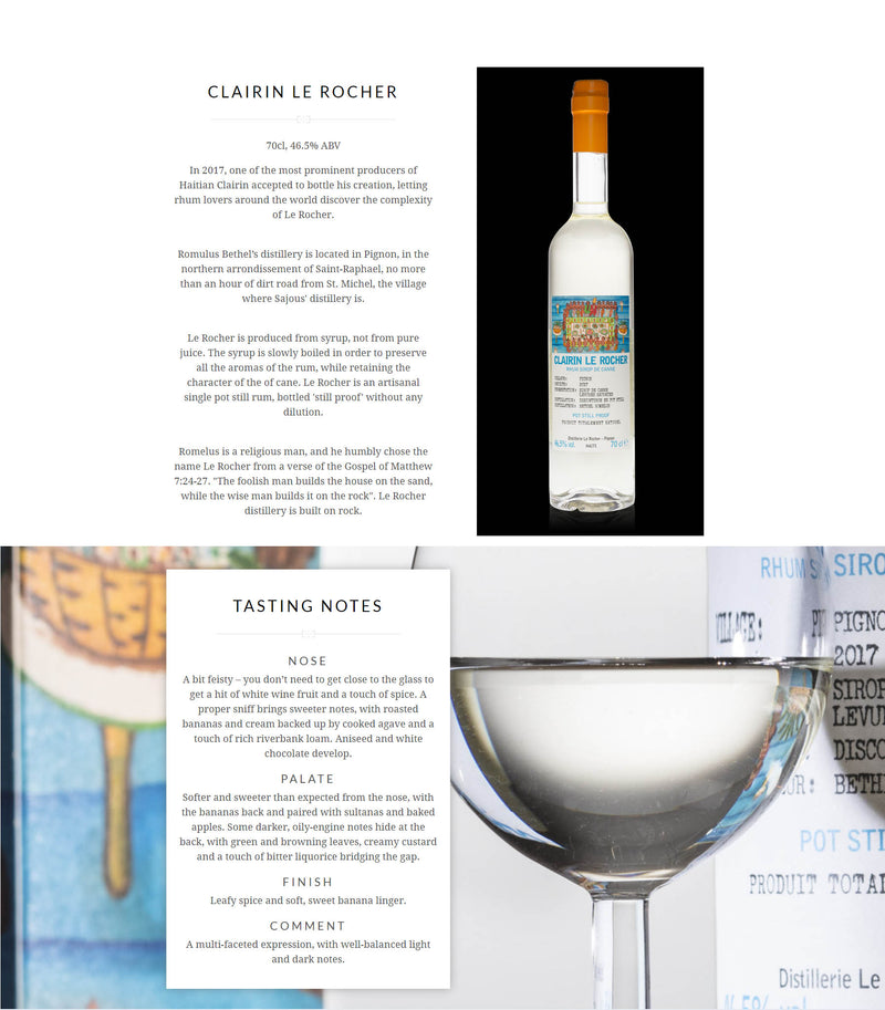 Clairin Le Rocher Rum 700ml ABV 47.5%