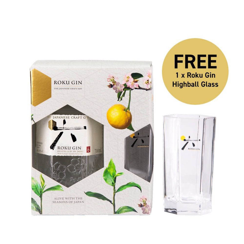 Roku Gin ABV 43% 700ml with Glass Gift Set