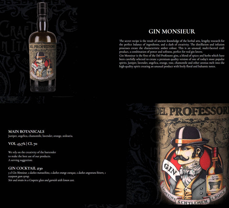 Del Professore Monsieur Gin 700ml ABV 43.7%