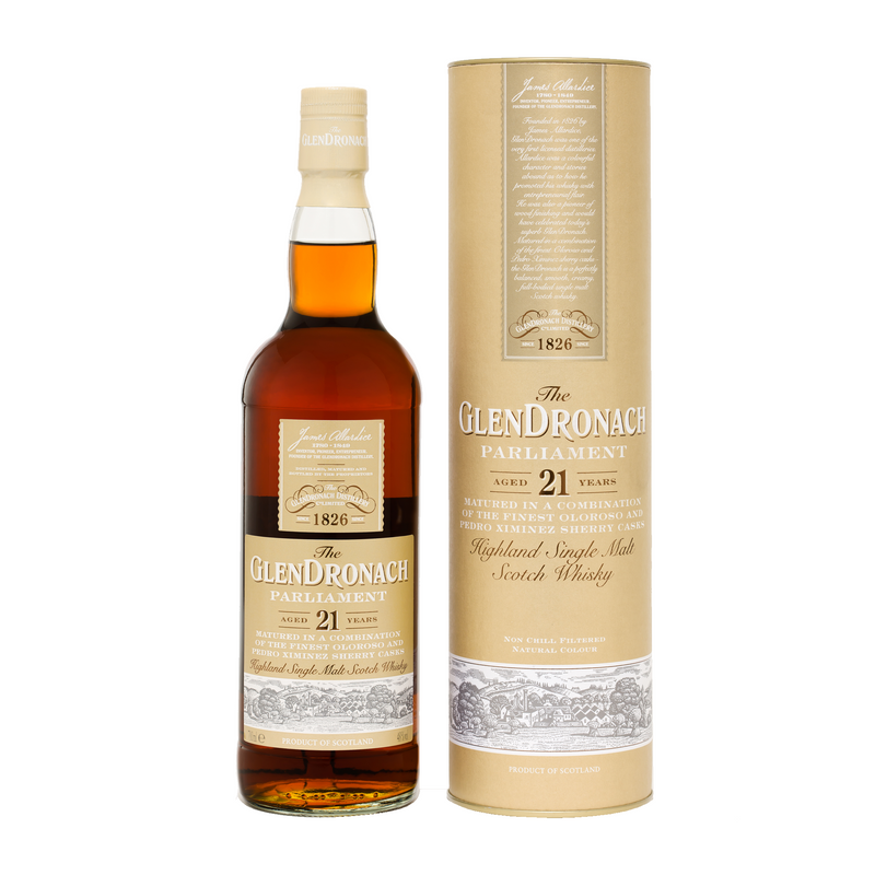 The Glendronach 21 Year Old Parliament Highland Single Malt Scotch Whisky ABV 48% 70cl with Gift Box