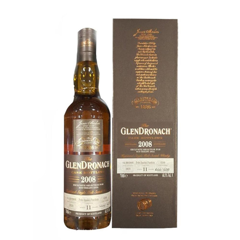The Glendronach 11 Year Old Distilled 2008 Exclusive Selection For Southeast Asia Single Cask Cask Strength Highland Single Malt Scotch Whisky ABV 60.2% 70cl with Gift Box