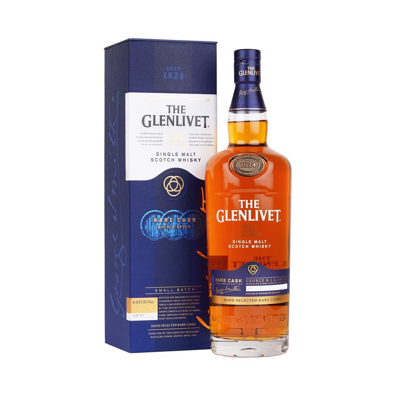 The Glenlivet Rare Cask Rich & Spicy Triple Cask Single Malt Scotch Whisky With Gift Box ABV 40% 100cl