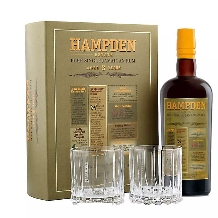 Hampden 8 Year Rum Gift Set ABV 46% 70cl FREE 2 Riedel Glasses