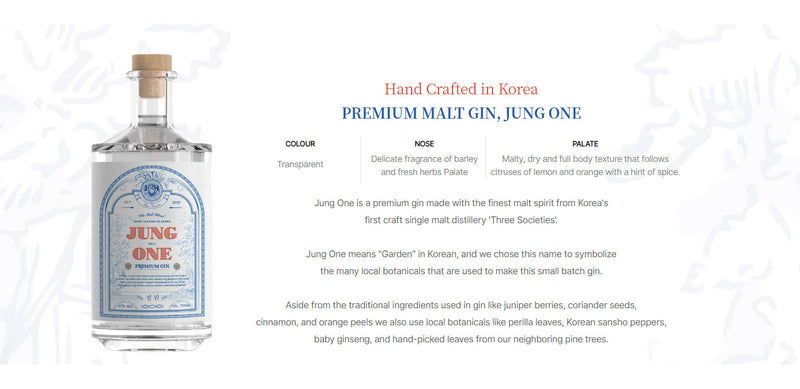 Jung One Korean Gin ABV 47% 700ml