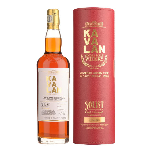 (Clearance) Kavalan Solist Oloroso Sherry Cask Single Malt Whisky Single Cask Cask Strength 700ml (The bottle label is tarnished due to the item being discontinued, and the box may also be in less-than-ideal condition.)