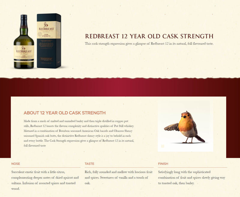 Redbreast 12 Year Single Pot Still Cask Strength Irish Whisky ABV 58.1% 700ml