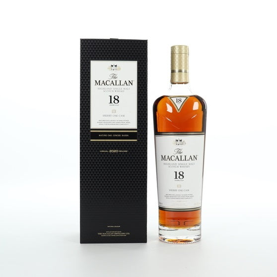 The Macallan 18 Year Old Sherry Oak - 2020 Annual Release Highland Single Malt Scotch Whisky ABV 43% 70cl with Gift Box