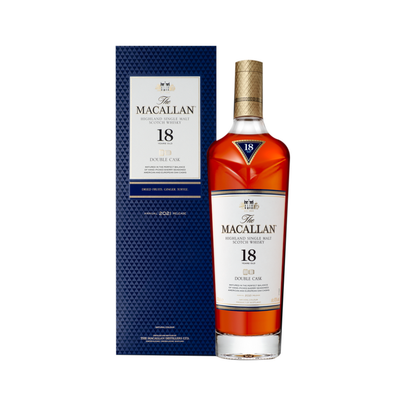 The Macallan 18 Year Old Double Cask 2021 Release Highland Single Malt Scotch Whisky ABV 43% 70cl with Gift Box