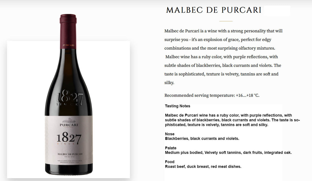 Malbec de Purcari Red Wine 750ml