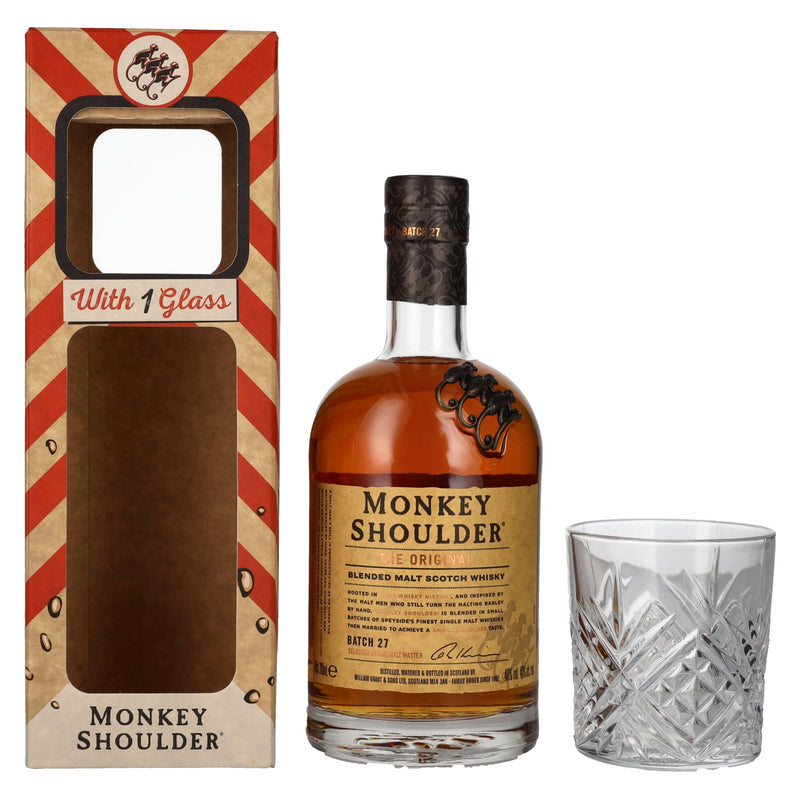 Monkey Shoulder With 1 Glass Blended Malt Scotch Whisky ABV 40% 700ml Gift Set