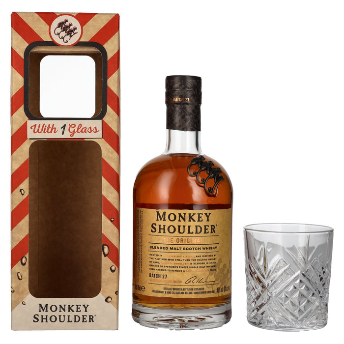 Monkey Shoulder With 1 Glass Blended Malt Whiskey ABV 40% 700ml Gift Set