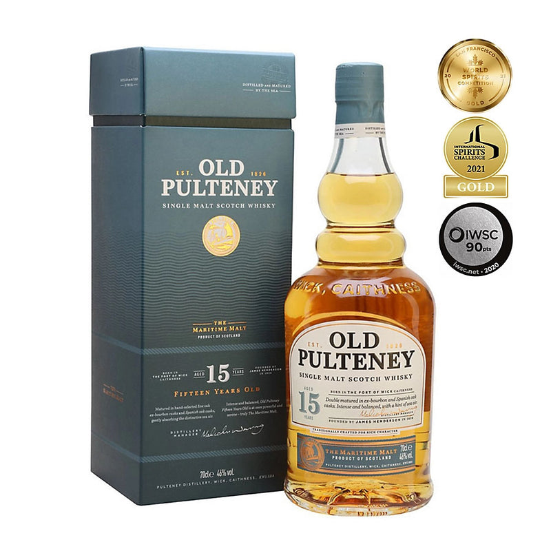 Old Pulteney 15 Year Old Single Malt Scotch Whisky ABV 46% 700ml with Gift Box
