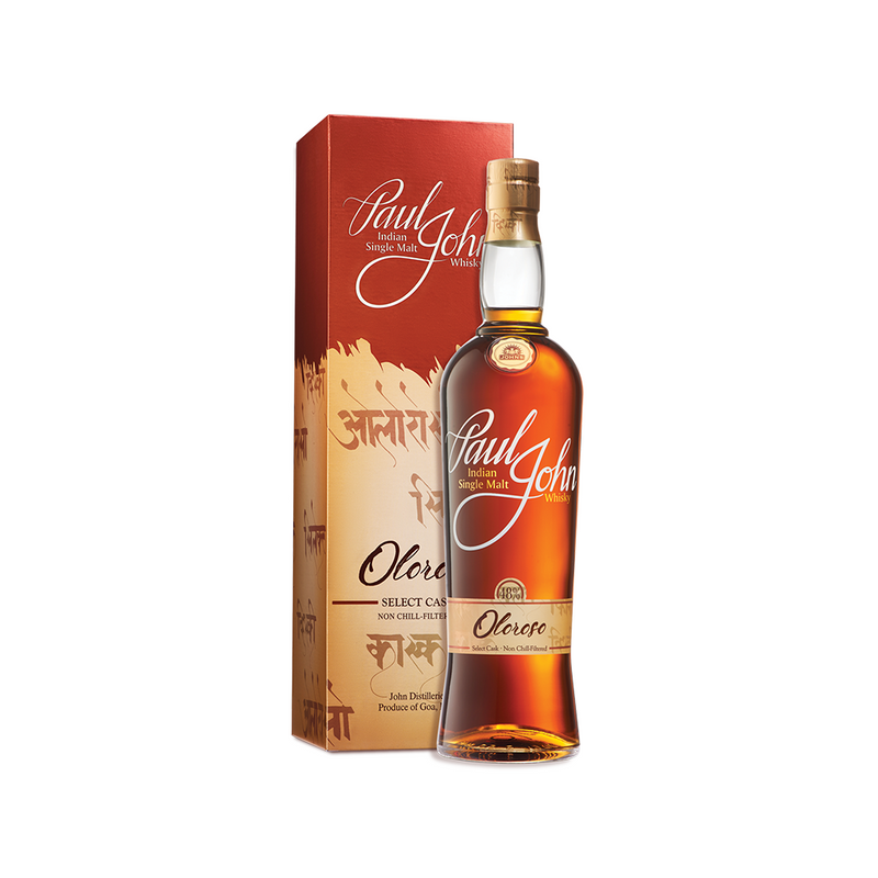 (EOY Sale- 10% off at Check Out) Paul John Oloroso Select Cask Indian Single Malt Whisky ABV 48% 700ml with Gift Box