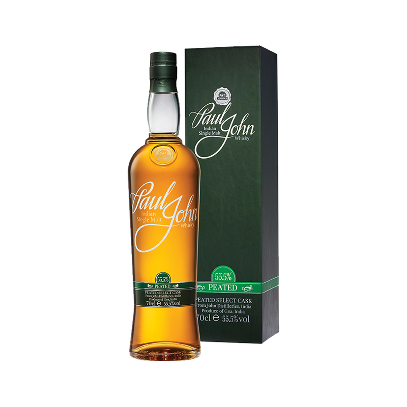 (EOY Sale- 10% off at Check Out) Paul John Peated Select Cask Indian Single Malt Whisky ABV 55.5% 700ml with Gift Box