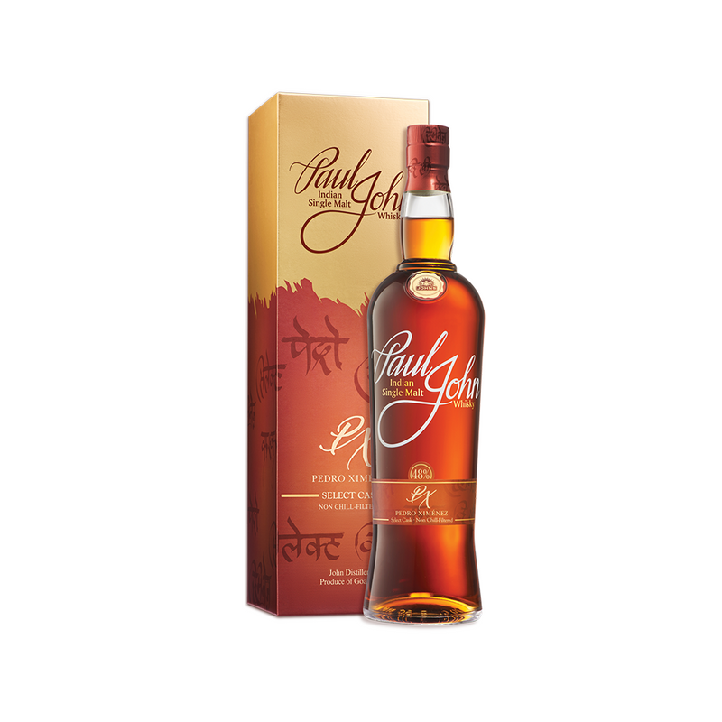(EOY Sale- 10% off at Check Out) Paul John Pedro Ximenez Select Cask Indian Single Malt Whisky ABV 48% 700ml with Gift Box