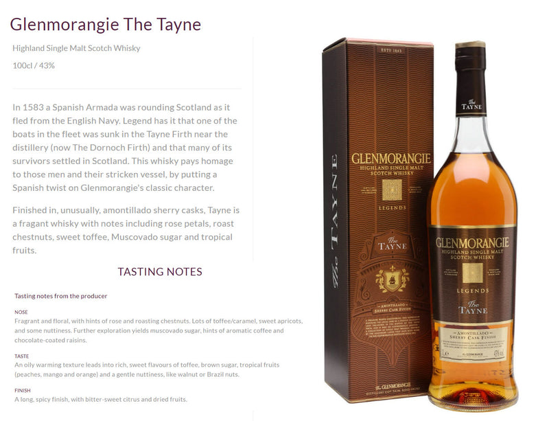 Glenmorangie The Tayne Highland Single Malt Scotch Whisky ABV 43% 1000ml with Gift Box (1L)