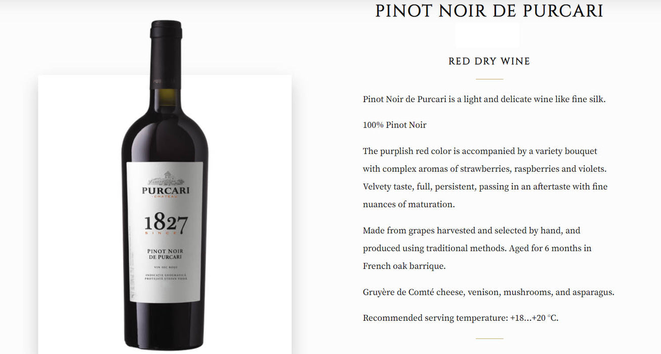 Pinot Noir de Purcari Red Wine 750ml