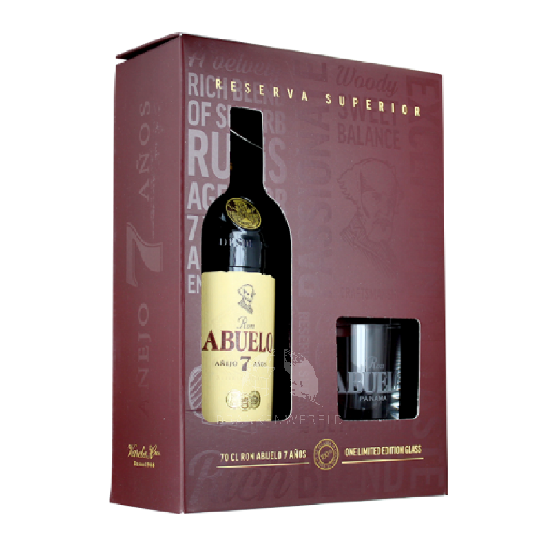 (Gift Set) Ron Abuelo 7 Year Old Anejo Rum + 1 Glass Gift Set 70cl